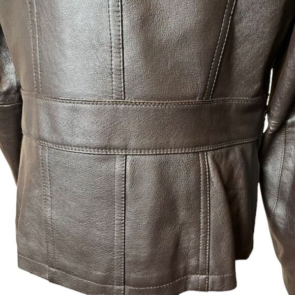 East 5th Leather Coat Fitted Fully Lined Dark Brown Jacket Size Medium - Picture 7 of 14